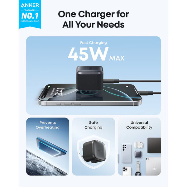 Anker Nano 45W Foldable USB-C Charger and Anker Prime 140W USB-C 4-Port Gan Charger