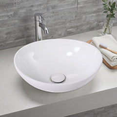 Ceramic Counter Top Sink Hand Washing Basin Modern Bathroom Cloakroom Sink Bowl with Waste Pipe Kits 410*340*140mm