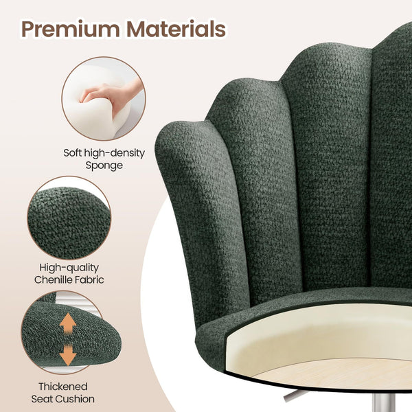 Shell-shaped Office Chair,Adjustable Chenille Swivel Chair,Soft and Flexible, Suitable for Bedrooms, Offices and Studies.