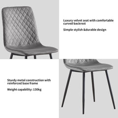 mcc direct Set of 2 Designer Velvet Chairs Fabric Dining Chairs with Metal Legs-Lexi Chairs