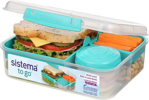 Sistema Bento Box Lunch | Bento School Lunch Box with Compartments | 1.65 L | Food Storage Container in Minty Teal | 1 Count