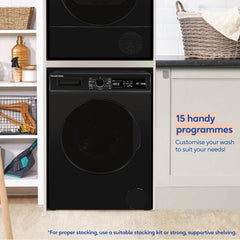 Russell Hobbs Freestanding Washing Machine, 8Kg Capacity, 1400 Rpm, 15 Programmes, Eco Technology, Rapid Wash Cycles, Black, RH814W111B