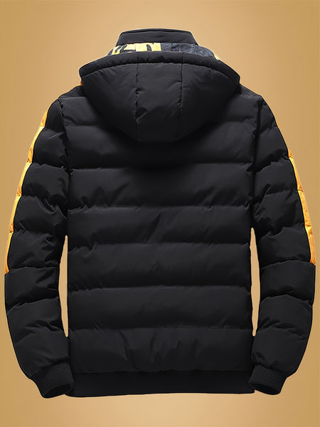 Villa Water OBM Men'S Winter Coat with Removable Hood, Double-Sided Wearable Trendy And Cool Jacket for Cold Weather