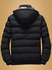 Villa Water OBM Men'S Winter Coat with Removable Hood, Double-Sided Wearable Trendy And Cool Jacket for Cold Weather