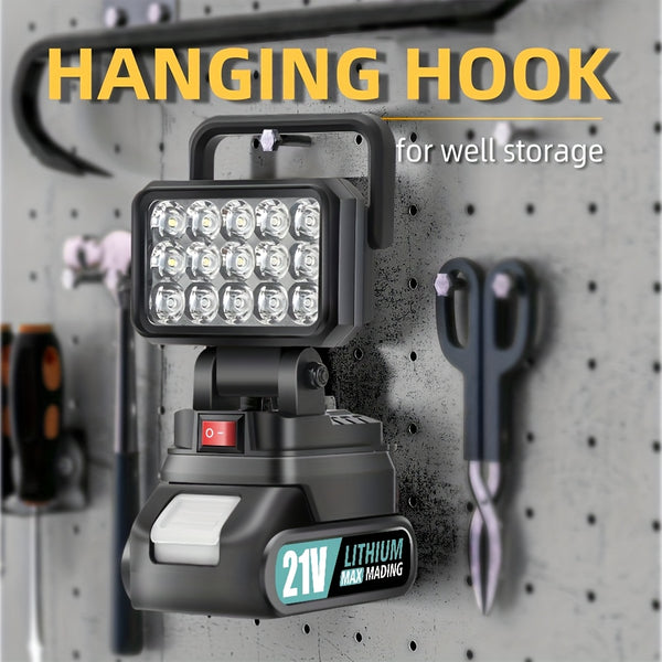 21V Portable LED Work Light, Outdoor Flashlight, Spotlight, Work Light, On-site Lighting, Workplace Lighting, with One Battery, Outdoor Construction Site Lighting, Christmas Gift,