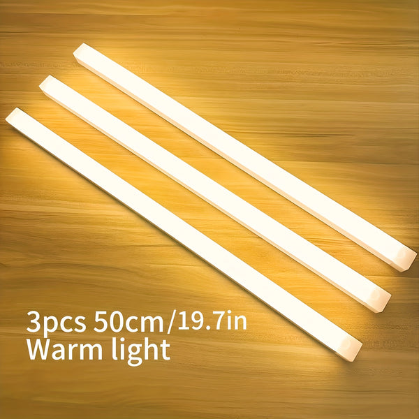 3pcs Warm/White Light 20cm/30cm/50cm Motion Sensor LED Induction Light USB Charging, Magnetic Non Perforated Long Night Light, Suitable for Home and Office Use, Back to School Gift
