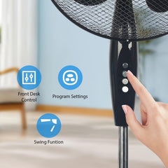 Max. 51.2inch Oscillating Pedestal Floor Fan Standing Air Cooling 3 Speed Cool Setting Electric Silent for Home, Office & Bedroom Living Room