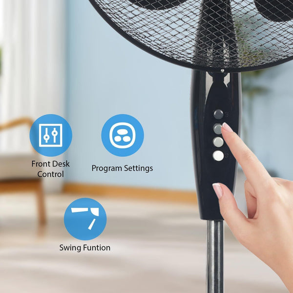 Max. 51.2inch Oscillating Pedestal Floor Fan Standing Air Cooling 3 Speed Cool Setting Electric Silent for Home, Office & Bedroom Living Room
