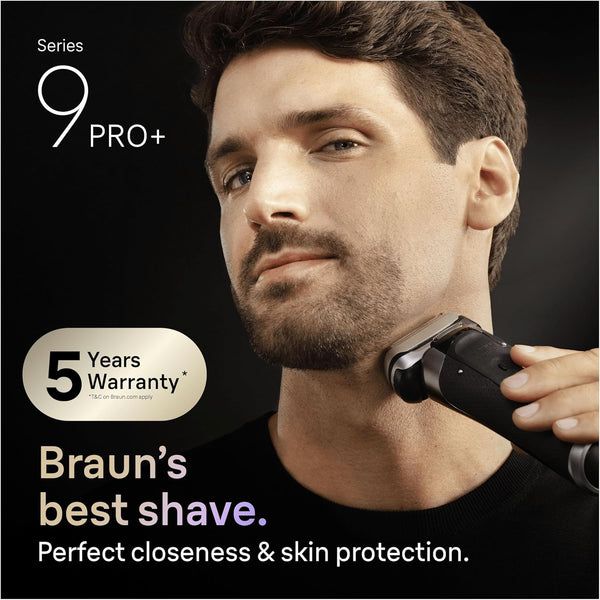 Braun Shavers Series 9 Pro+ Electric Shaver for Men, Wet & Dry Electric Razor, 5+1 Ultra Thin Precision Blades, Pro Sensoadapt, 6 in 1 Smartcare Center, 60 Min Runtime, 9665CCE Graphite