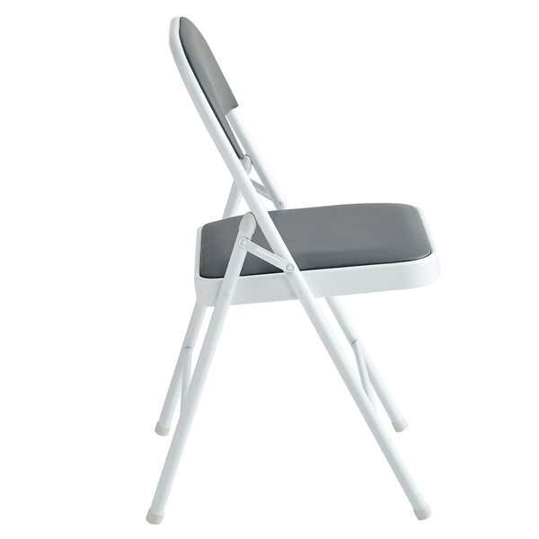 Set of 6 Folding Chairs, Faux Leather Foldable Chairs with Metal Frame and Padded Seat, Easy to Fold and Store for Home, Office, Dining and Reception