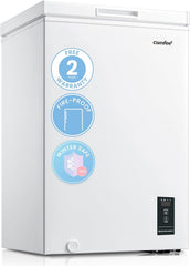 Comfee RCC102BL2UK(E) 99L Freestanding Chest Freezer, with Freezer and Refrigeration Conversion, Inverter Compressor, 4 Star Freezer Rating, Suitable for Outbuildings, Garages and Sheds - Black