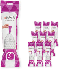 Brabantia Perfectfit Bin Liners (Size G/23-30 Litre) Thick Plastic Trash Bags with Tie Tape Drawstring Handles (40 Bags)