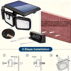 2-Pack Solar Wall Lights with 74 LEDs, 270° Wide Angle Motion Sensor Outdoor Security Light, 3 Lighting Modes, Waterproof Solar Powered Floodlight for Garage, Yard, Pathway, Front Door