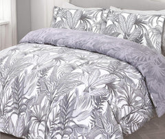 Night Comfort Breathable Duvet Cover with Pillowcases | 100% Polycotton Percale Exclusive Peyton Grey White Design | Machine Washable and Non-Allergenic Bedding Set