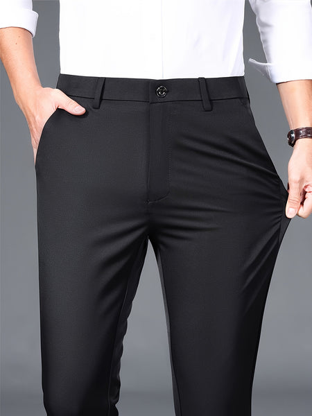 2 Men'S Professional Business Suit Pants, Elastic, Wrinkle-Resistant, Non-Ironing, Formal Pants, Casual Trousers, Loose And Versatile Casual Straight-Leg Suit Pants for Office Workers