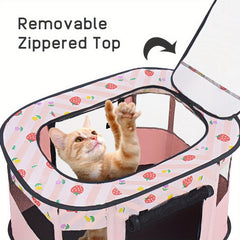 Youyijia Foldable Pet Playpen, Portable Dog Cat Playpen, Soft Portable Dog Crate, Outdoor/Indoor Exercise Kennel, Dog Cage for Pets (Yellow S: 70X55X45Cm)