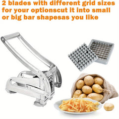 Potato Chipper Chip Chopper Cutter Slicer Maker 2 Stainless Steel Sharp 36/ 64 Holes French Fry Easily Removable