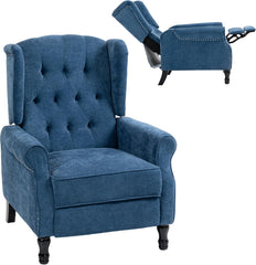 HOMCOM Recliner Armchair, Vintage Reclining Chair with Nail Head Trim, Wingback Chair with Button Tufted Back and Footrest, for Living Room, Beige