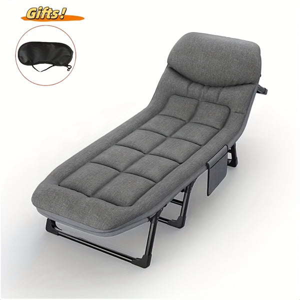 Folding Bed Portable Folding Camping Bed For Adults, Weight Capacity 199.58kg, With Mattress And Side Pocket - Lightweight And Sturdy Frame, Fishing Bed, Suitable For Camping, Home, Office, Travel, Picnic, Family Bed, Compact Design, Large Capacity