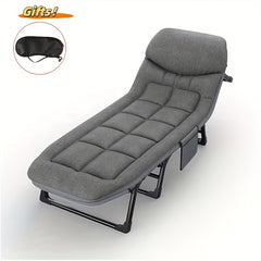 Folding Bed Portable Folding Camping Bed For Adults, Weight Capacity 199.58kg, With Mattress And Side Pocket - Lightweight And Sturdy Frame, Fishing Bed, Suitable For Camping, Home, Office, Travel, Picnic, Family Bed, Compact Design, Large Capacity
