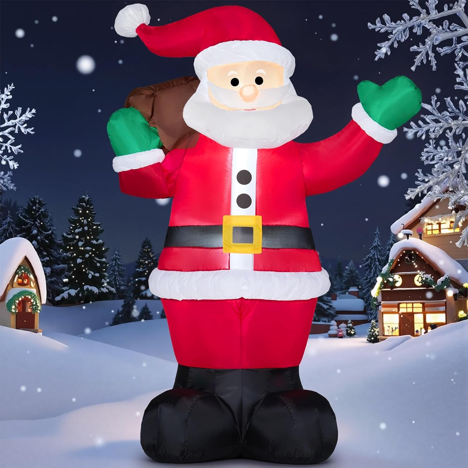 Joiedomi 6 FT Christmas Inflatable Santa with Gift Bag, Blow up Xmas Inflatable Decorations with Build in Leds for Christmas Decor, Yard Indoor Outdoor Garden Lawn Winter Decorations