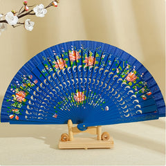 1pc Spanish Wooden Folding Hand Held Dance Fan Flower Pattern Party Wedding Gifts