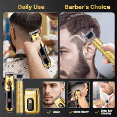 WEEME Golden 3pcs 2pcs 1pc Men's Hair Clipper Set, USB Rechargeable Hair Clippers, Trimmer And Shaver Kit, with Guide Combs & Cleaning Brushes, Grooming Gift Set for Men, Husband, Boyfriend, Dad Valentine's Day Gift