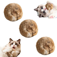 Rabbit Fur Ball Cat Toy Soft Fluffy Pom Pom Kitten Toy Balls for Chewing Playing