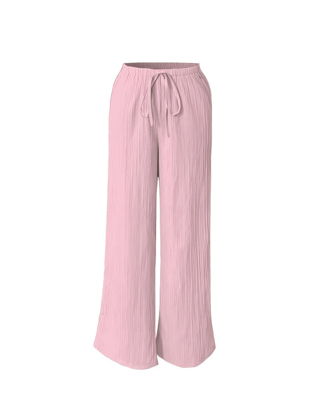 Women's Three-piece Elegant Casual Wide-leg Trousers, Straight Leg Design, Suitable for All Seasons, Adult Fit, All-season Trousers, Loose Fit, Comfortable and Flattering.