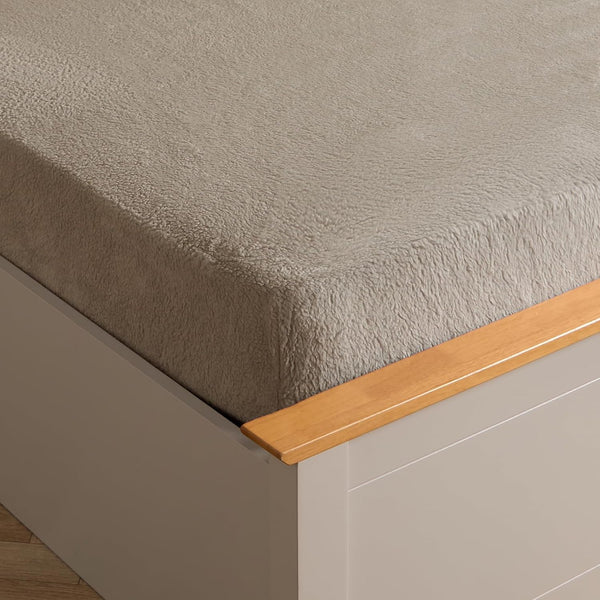 Brentfords Teddy Fleece Fitted Bed Sheet Plain Thermal Warm Soft Luxury Bedding, Charcoal Grey - Double