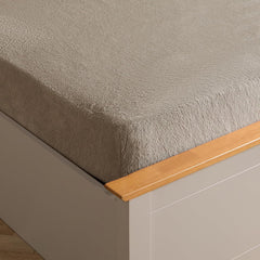 Brentfords Teddy Fleece Fitted Bed Sheet Plain Thermal Warm Soft Luxury Bedding, Charcoal Grey - Double