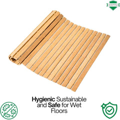 ADEPTNA Wooden Duck Board Bath Mat Acacia Wood Non-Slip - Luxury Rectangular Slatted Design for Bathroom, Shower, Spa, Sauna - 60cm x 40cm Waterproof Floor Decor