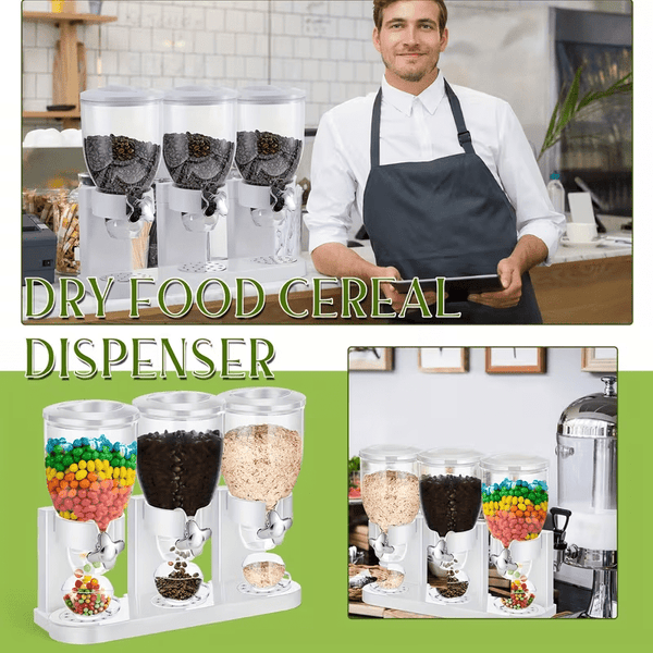 Triple Food Dispenser 3x 2L Cereal Container Countertop Dry Food Dispenser for Nuts Granola Cereal