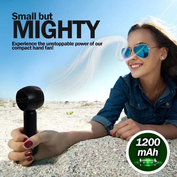 TANNESS 3 Speeds Handheld Fan - Rechargeable, Portable, Foldable With Detachable Base | USB Mini Hand Fan for Table, Desk - Quiet Standing Fan
