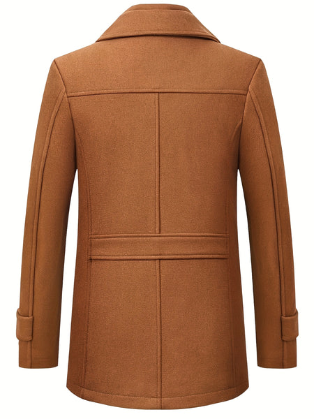 New Autumn And Winter 802 Detachable Double-Layer Collar Thick Velvet Blend Overcoat for Men