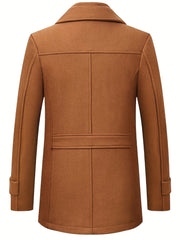 New Autumn And Winter 802 Detachable Double-Layer Collar Thick Velvet Blend Overcoat for Men
