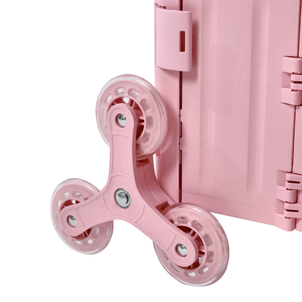 Folding Cargo Basket, Multifunctional Cart, Push Cabinet, Food Moving Cart, Shopping Cart with Lid, Portable Rolling Cargo Box Push Cart Shopping Cart Foldable Toolbox with Adjustable Telescopic Aluminum Handle, 8 Swivel Wheels for Grocery, Shopping, Offi