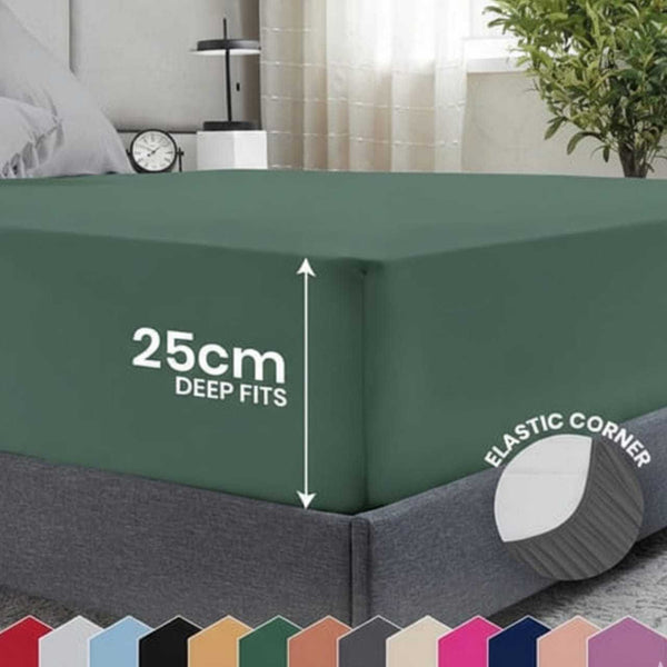 FORZA TEXTILES-25cm Mattress Depth Fitted Sheet – Everyday Bedding Essential Made to Hold Its Position on the Mattress, Easy Care Maintenance for Daily Living, Deep Pocket Construction with Firm Edge Support Keeps the Sheet Smooth and Secure, Helps Mainta
