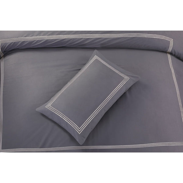 Embroided Baratta Stitch Duvet Cover Set with Matching Pillowcases - Ultra-soft Brushed Microfibre – Chic & Modern Design – Easy Care & Machine Washable