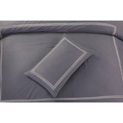 Embroided Baratta Stitch Duvet Cover Set with Matching Pillowcases - Ultra-soft Brushed Microfibre – Chic & Modern Design – Easy Care & Machine Washable