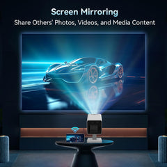 Mini Projector with WIFI 6 and Bluetooth, 4K 1080P Support Portable Projector 200'' Screen Movie Projector Auto Keystone Compatible for Laptop, PC, Smartphone