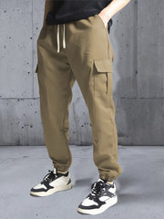 Men's Three-pc Cargo Pants, Solid Color Multi-Pocket Casual Outdoor Sports Trousers, Suitable for Spring, Summer, and Autumn