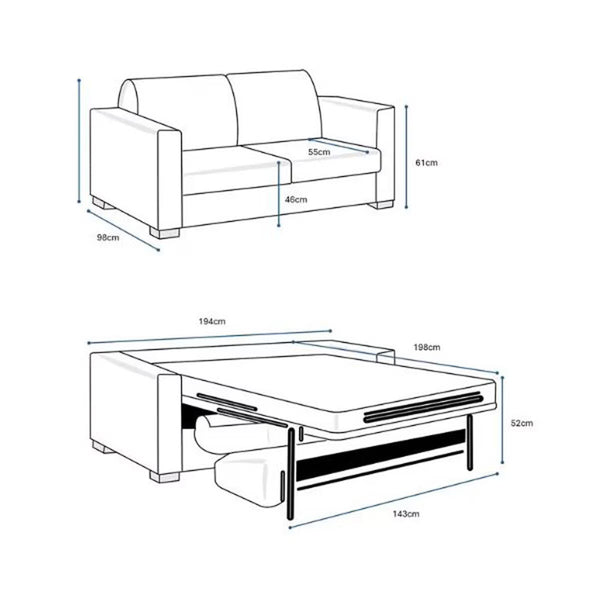 Lucas Navy Fabric Sofa Bed