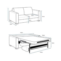 Lucas Navy Fabric Sofa Bed