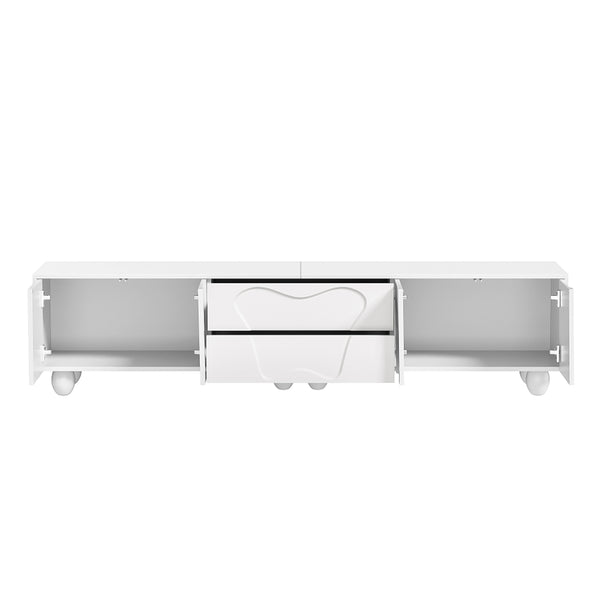 180cm Modern TV Stand for TVs up to 65 inches, Storage TV Cabinet with Solid Wood Legs, Black PB Board Entertainment Center for Living Room, Bedroom, Home Office - Scratch-Resistant, Spacious Shelves for Media Players & Game Consoles, Easy Assembly