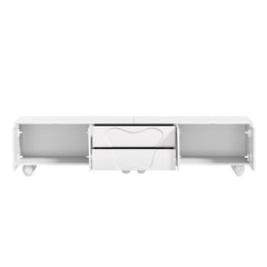180cm Modern TV Stand for TVs up to 65 inches, Storage TV Cabinet with Solid Wood Legs, Black PB Board Entertainment Center for Living Room, Bedroom, Home Office - Scratch-Resistant, Spacious Shelves for Media Players & Game Consoles, Easy Assembly