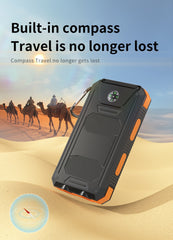 2pcs 20000mAh Portable Solar Power Bank, Portable Solar Mobile Phone Charger, Camping External Battery Charger for Mobile Phones, 2 USB/ LED Flashlights with Compass for Outdoor Activities
