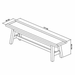 Bentley Designs Camden Weathered Oak & Peppercorn Small Bench, 177Cm