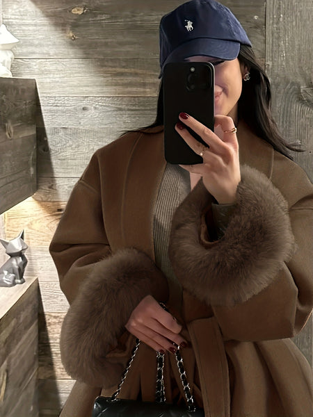 New Autumn/Winter Sophisticated Style Tie-Strap Coat for Women, Elegant and High-End, Overcoat
