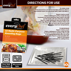 24 Pack Roasting Bags for Oven with Ties | 38x25cm Oven-Safe Cooking Bags for Chicken, Turkey, Meat & Fish | Disposable Mess-Free Oven Roasting Bags for Juicy Results & Faster Cooking | Multi-Purpose Turkey Roasting Bags with Easy Cleanup